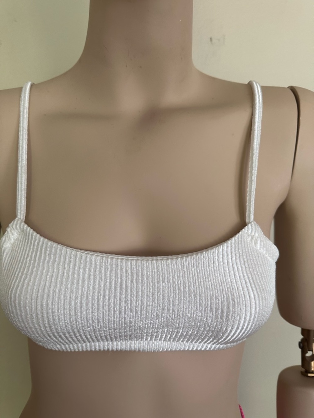 White Ribbed Bikini Top - Women Swim Bikini NWOT